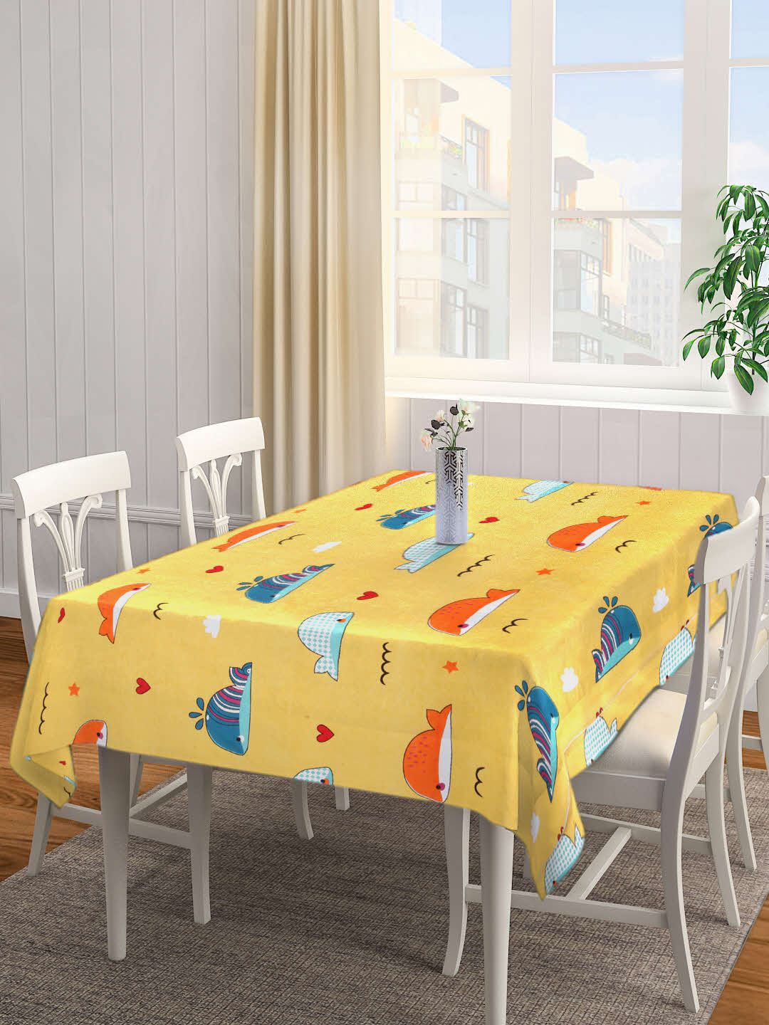 Arrabi Yellow Printed 6 Seater Table Covers Price in India