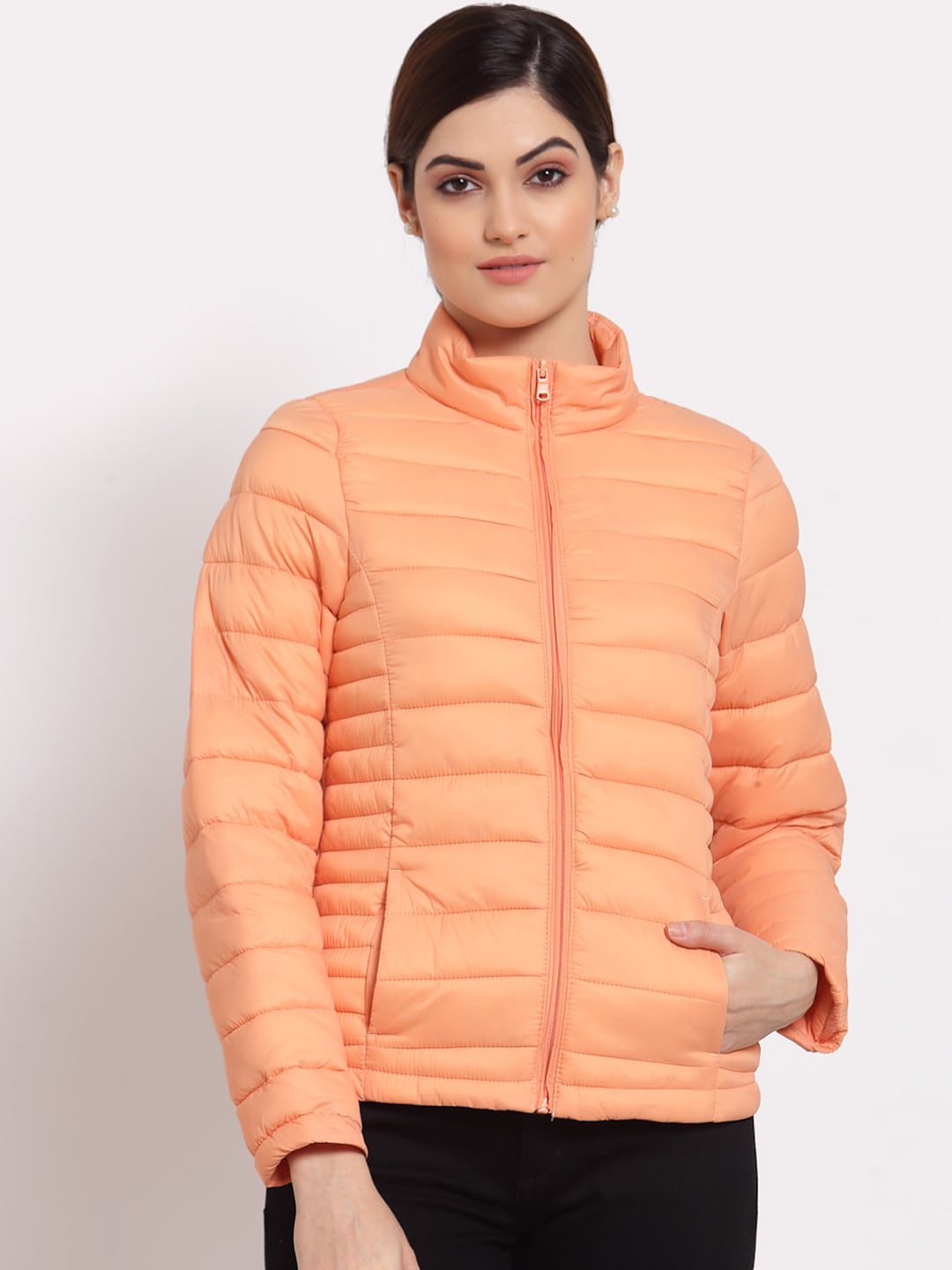 Mode by Red Tape Women Peach-Coloured Padded Jacket Price in India