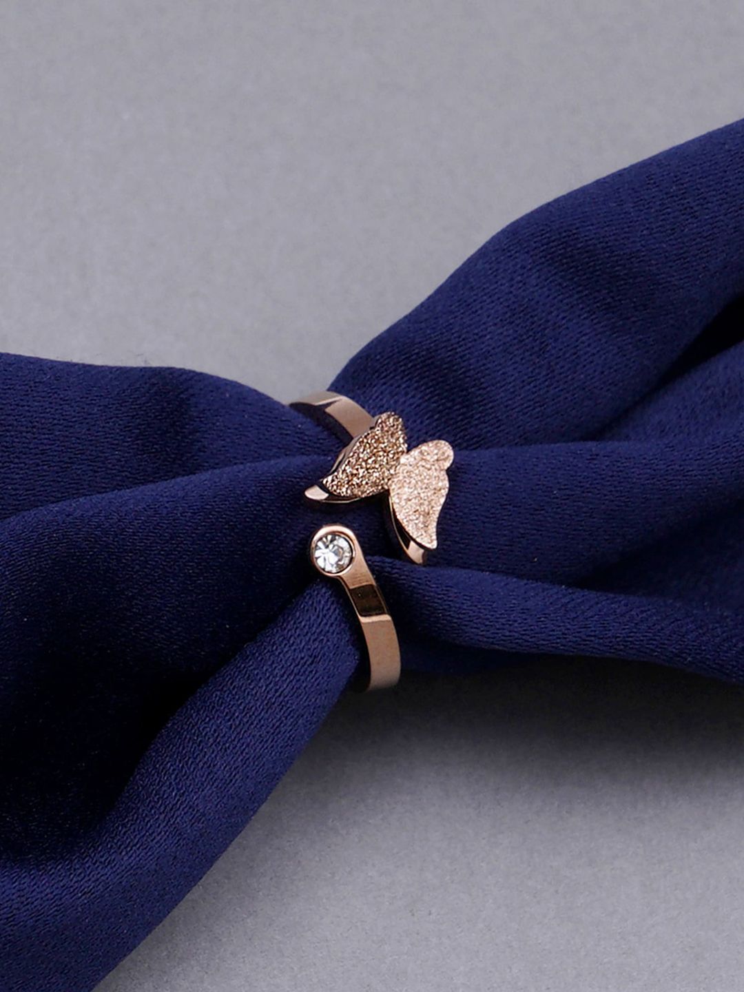 KARATCART Rose Gold-Plated AD Studded Butterfly Shape Rings Price in India
