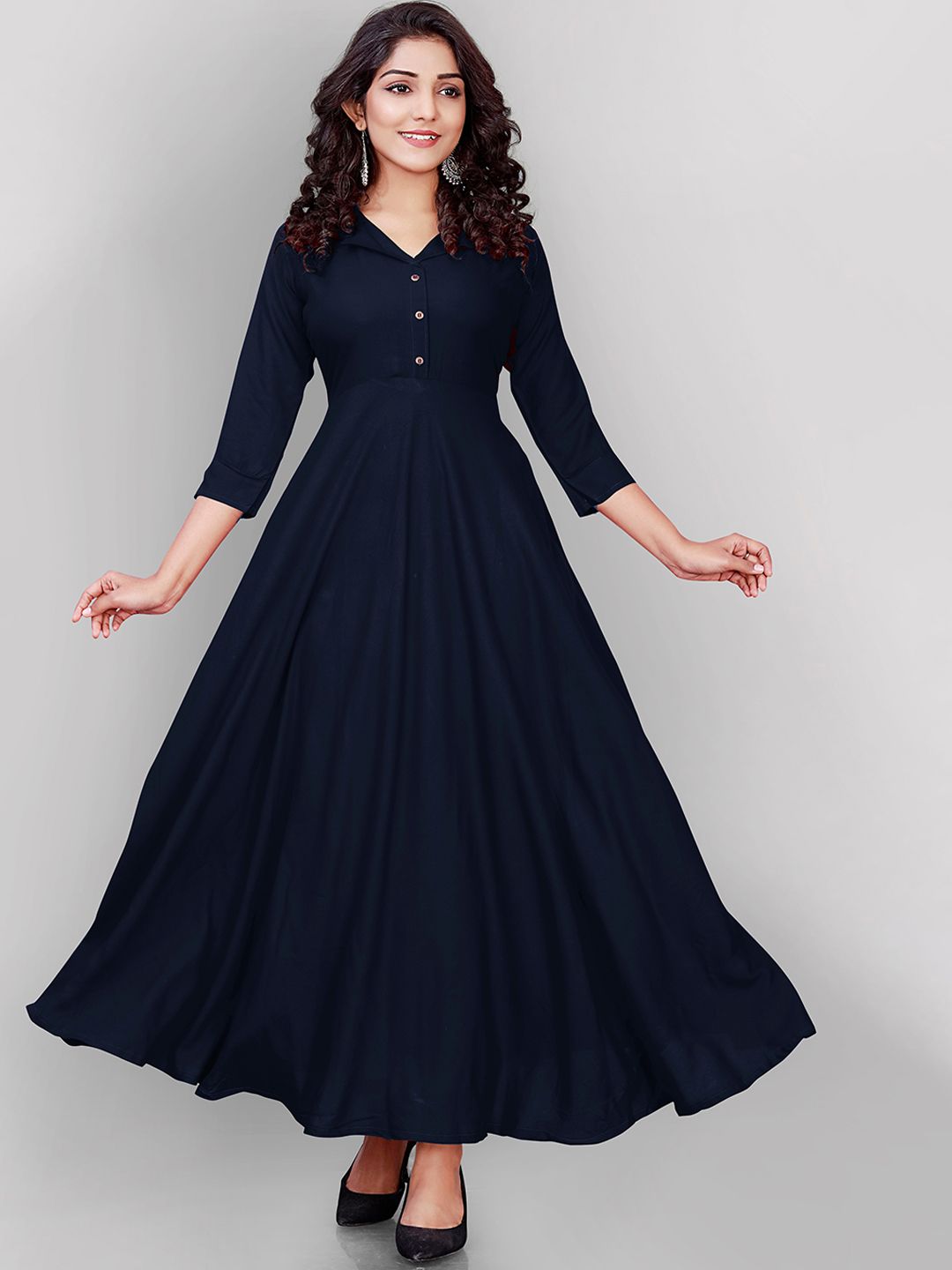 Globon Impex Women Navy Blue Anarkali Kurta Price in India