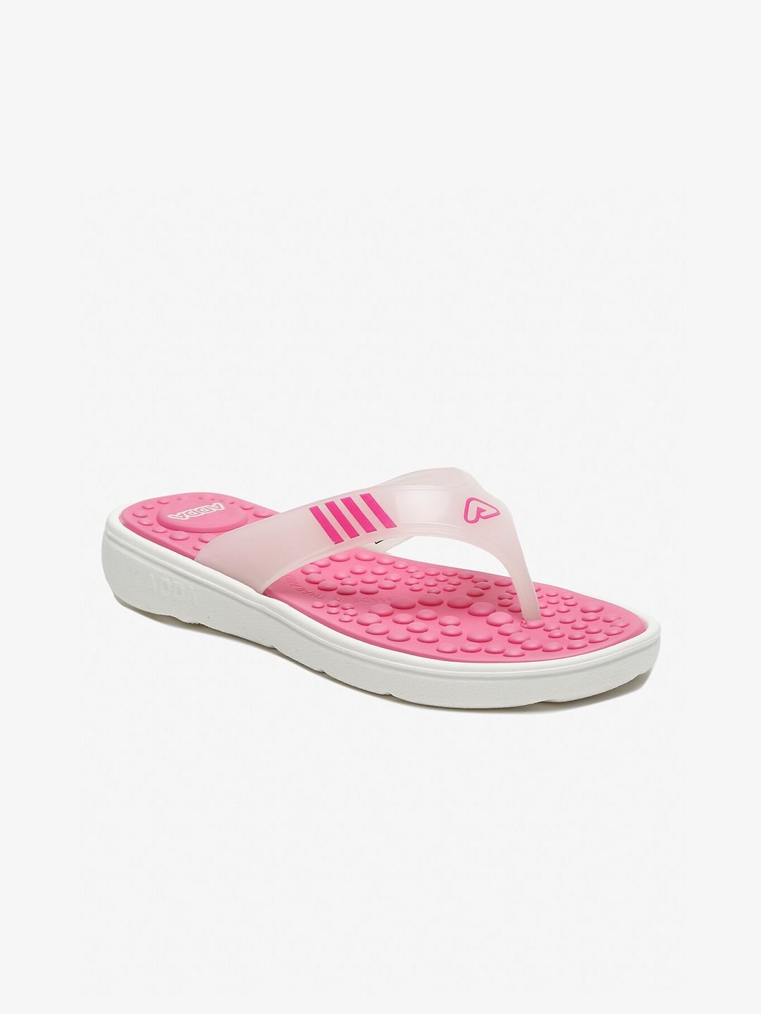 Adda Women Pink & White Self Design Thong Flip-Flops Price in India