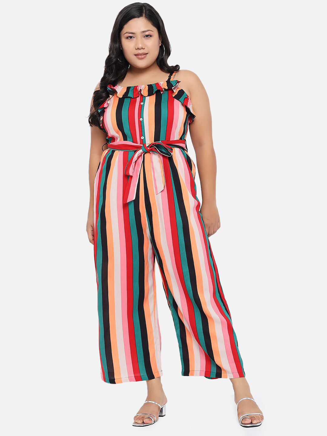 BEYOUND SIZE - THE DRY STATE Multicoloured Striped Basic Jumpsuit Price in India