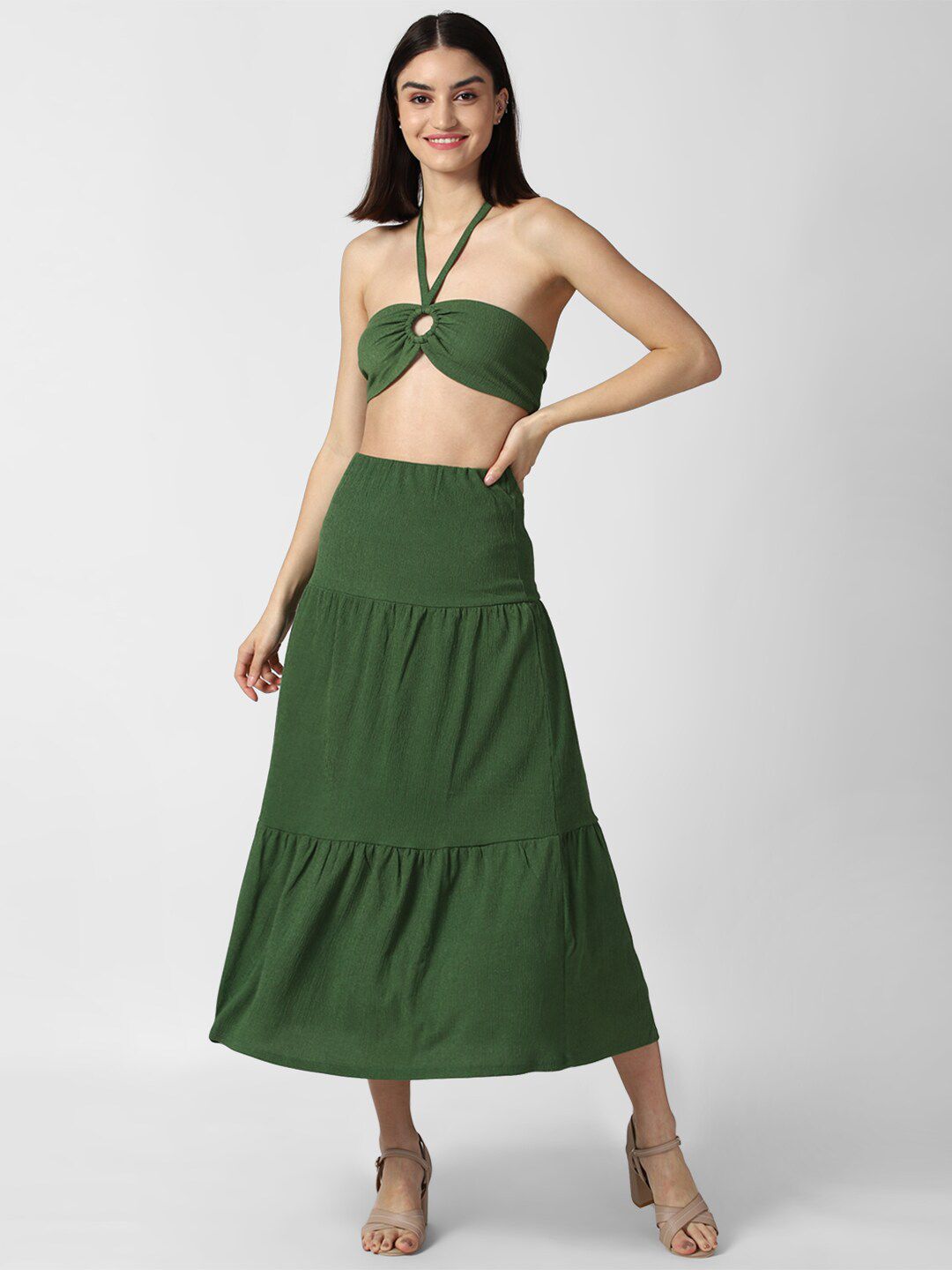 FOREVER 21 Women Green Top with Skirt