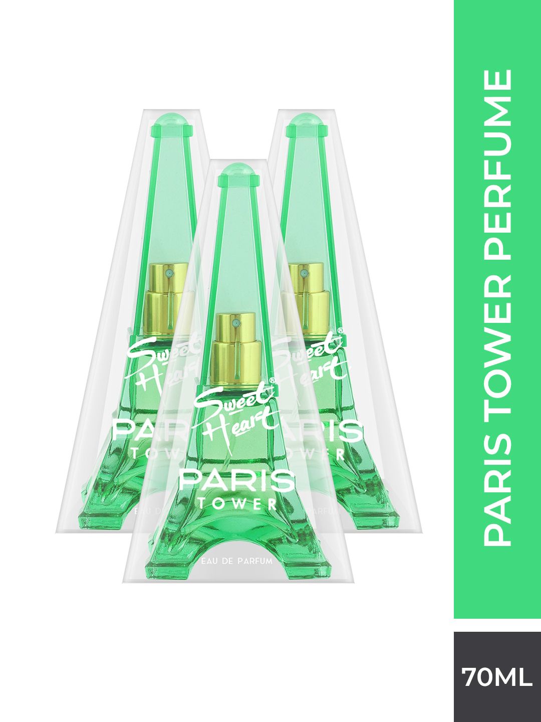 Sweetheart Unisex Set Of 3 Green Paris Tower Eau De Perfume 210ml Price in India