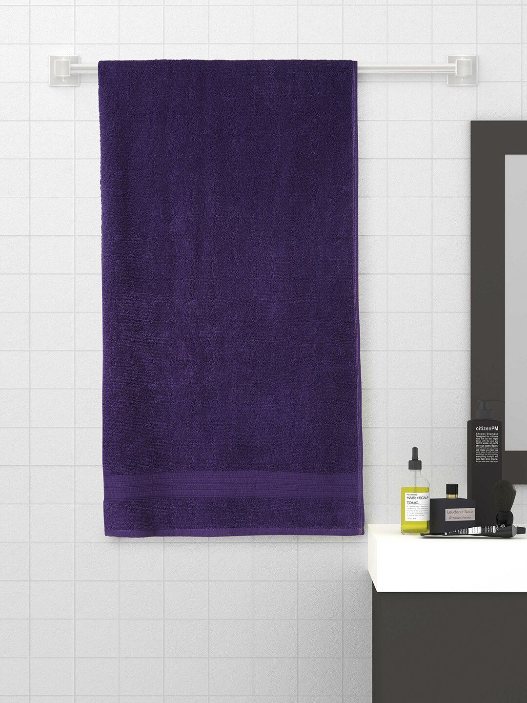 CORE Designed by SPACES Violet Solid Pure Cotton 400 GSM Bath Towel Price in India