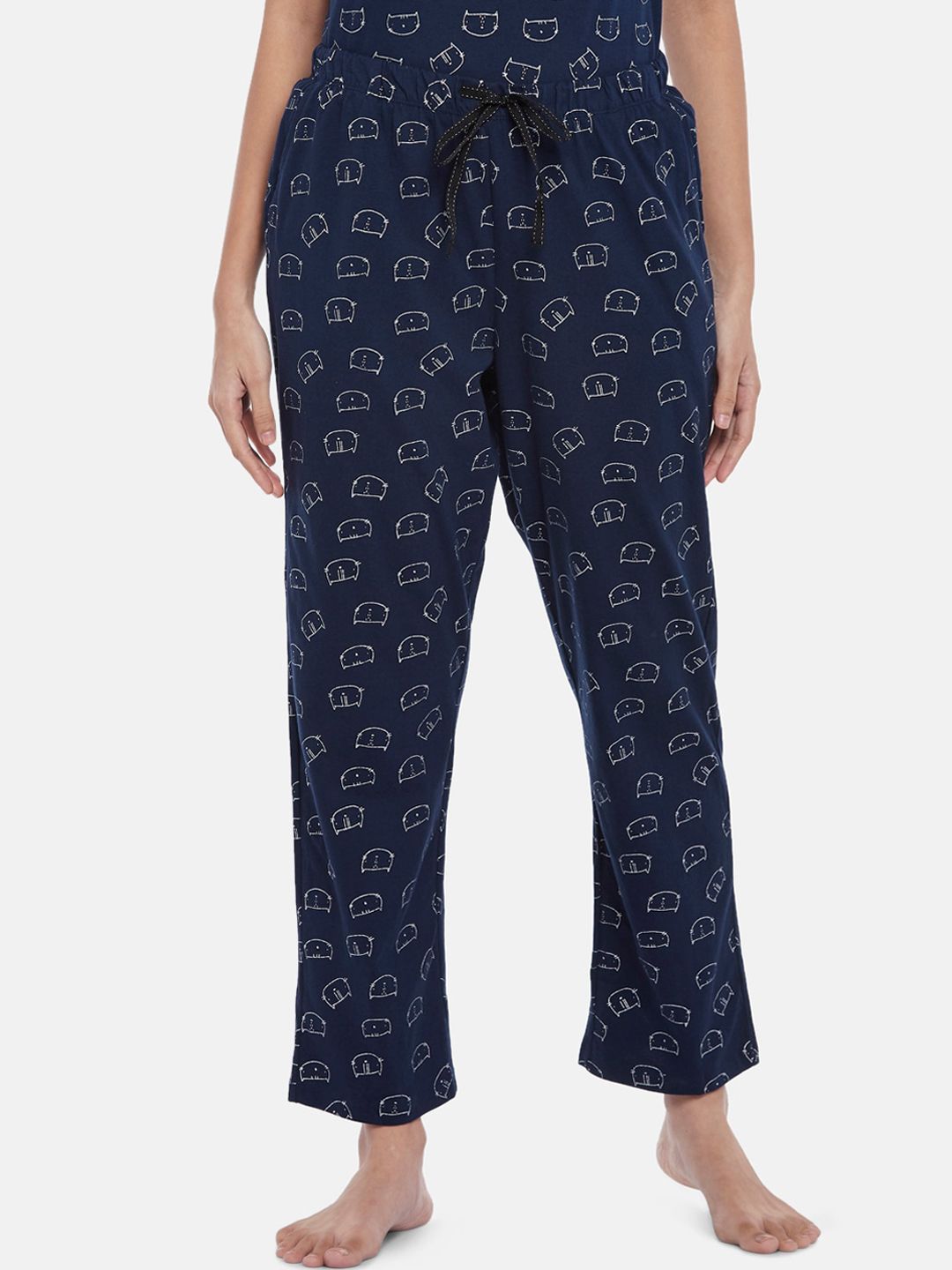 Dreamz by Pantaloons Woman Navy Printed Lounge Pants Price in India