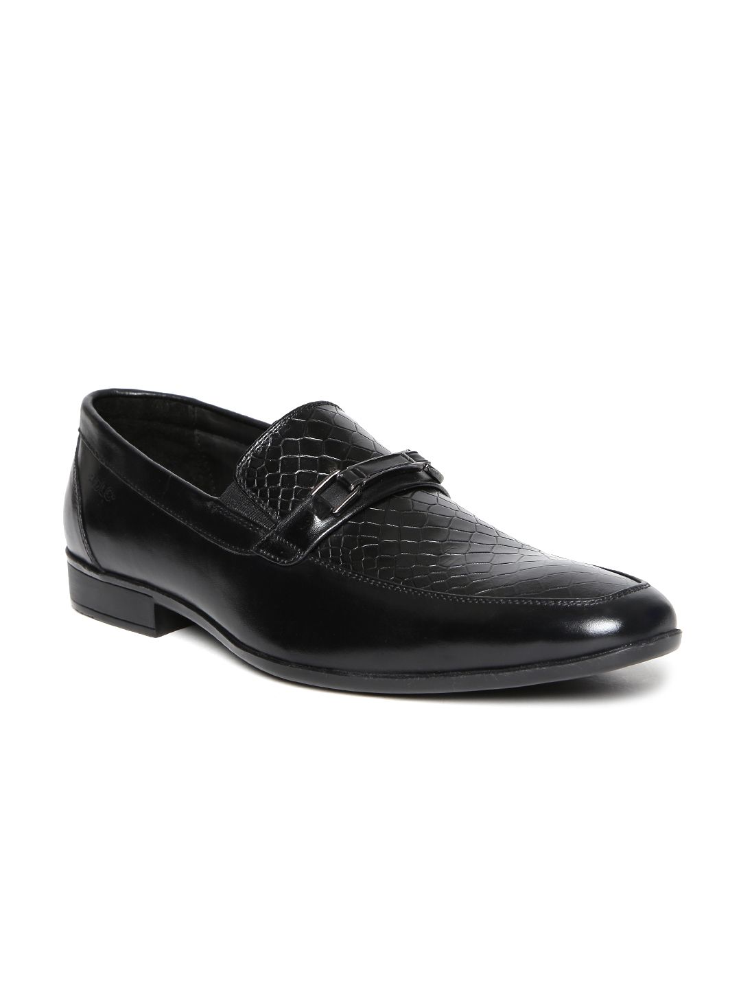 Buy Lee Cooper Men Black Croc Textured Genuine Leather Semiformal