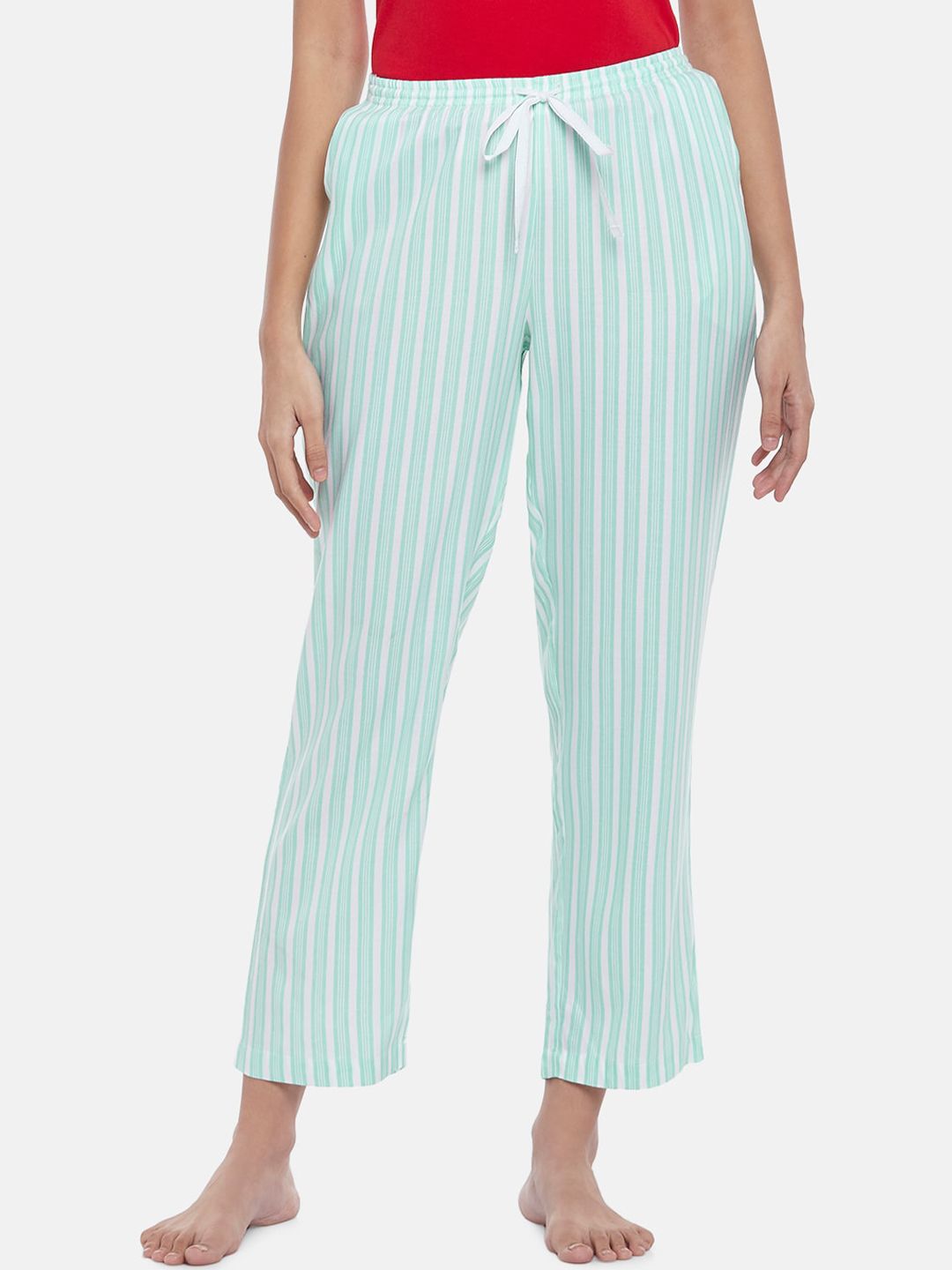 Dreamz by Pantaloons Women White Striped Lounge Pants Price in India