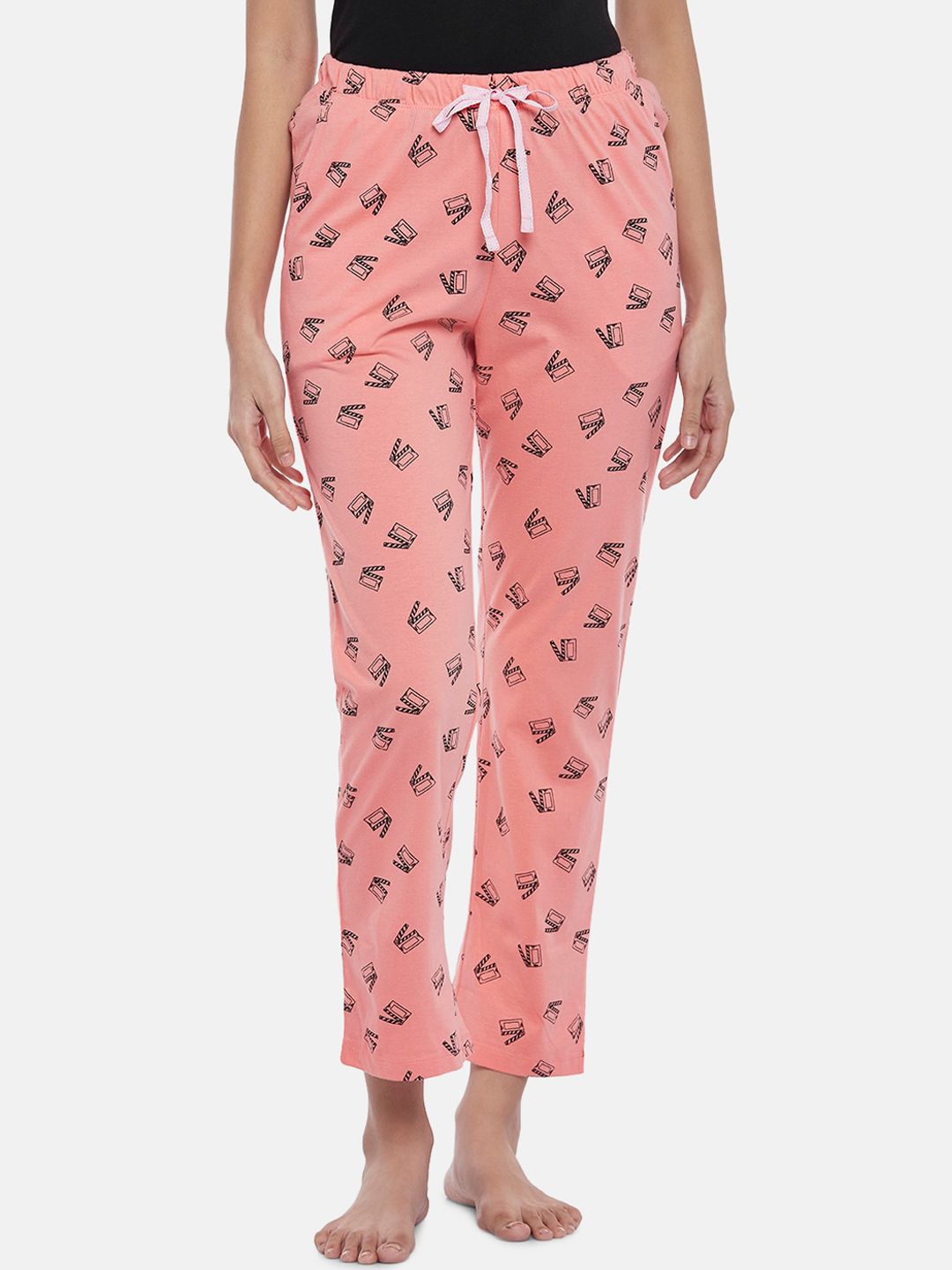 Dreamz by Pantaloons Women Coral Cotton Printed Lounge Pants Price in India