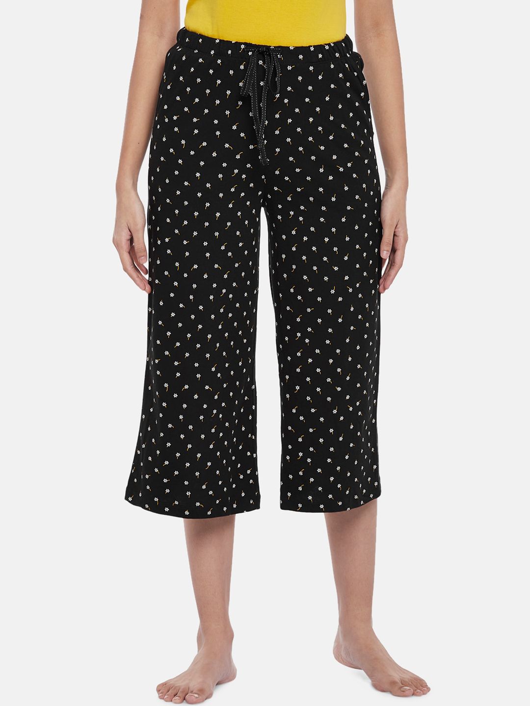 Dreamz by Pantaloons Women Black Printed Cotton Lounge Pants Price in India