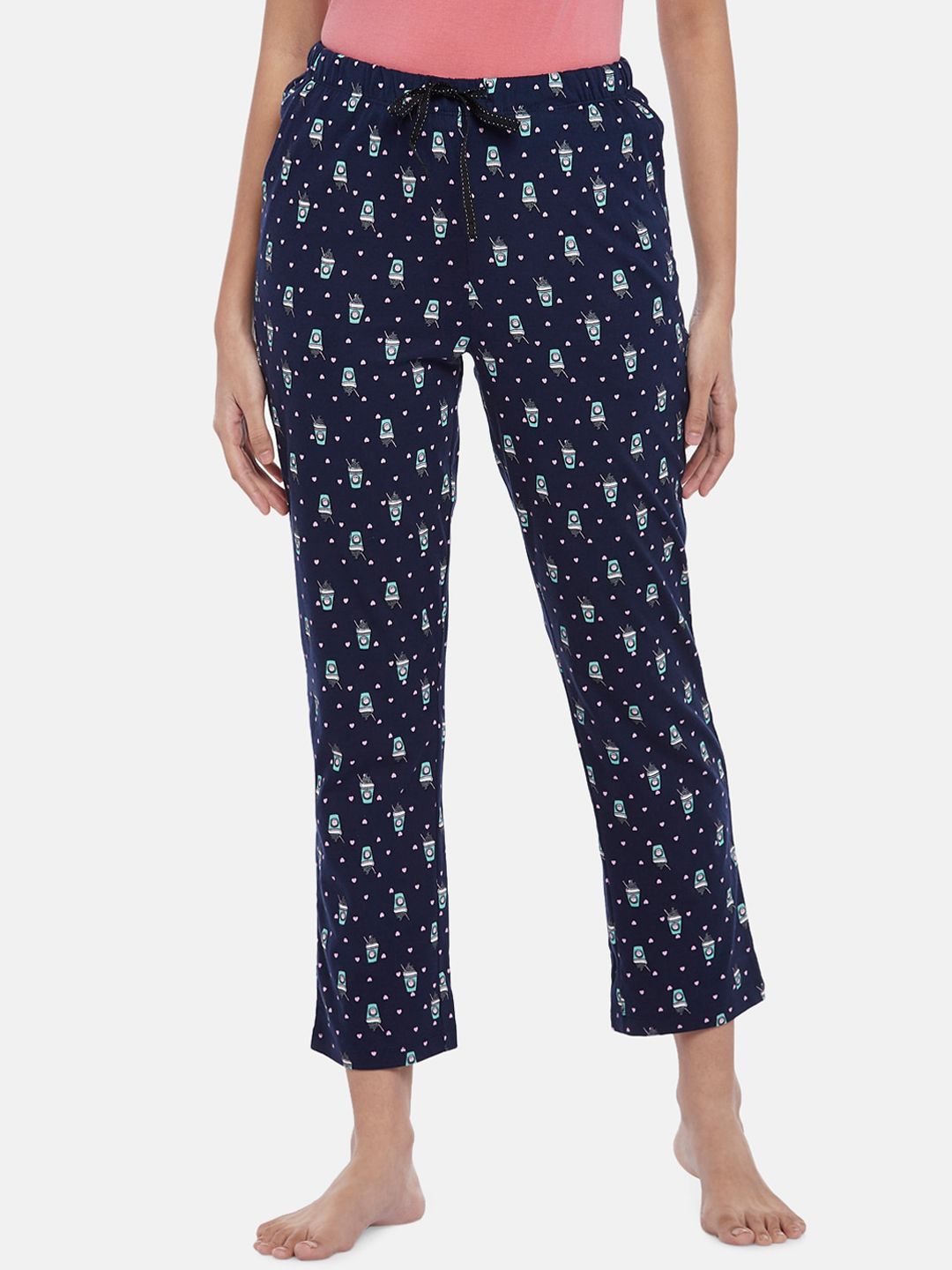 Dreamz by Pantaloons Women Navy Blue Cotton Printed Lounge Pants Price in India