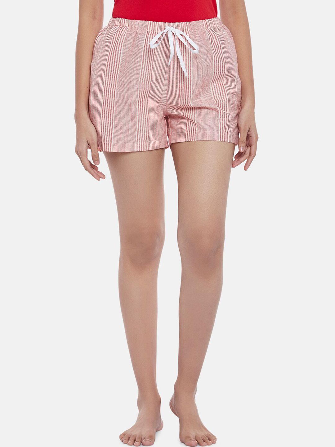 Dreamz by Pantaloons Women Red Striped Lounge Shorts Price in India