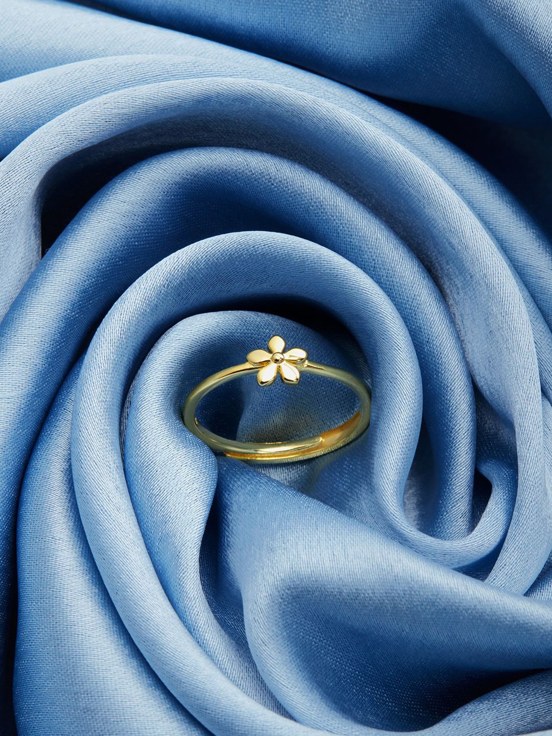 GIVA 18k Gold-Plated & 925 Sterling Silver Tiny Flower Adjustable Ring Price in India