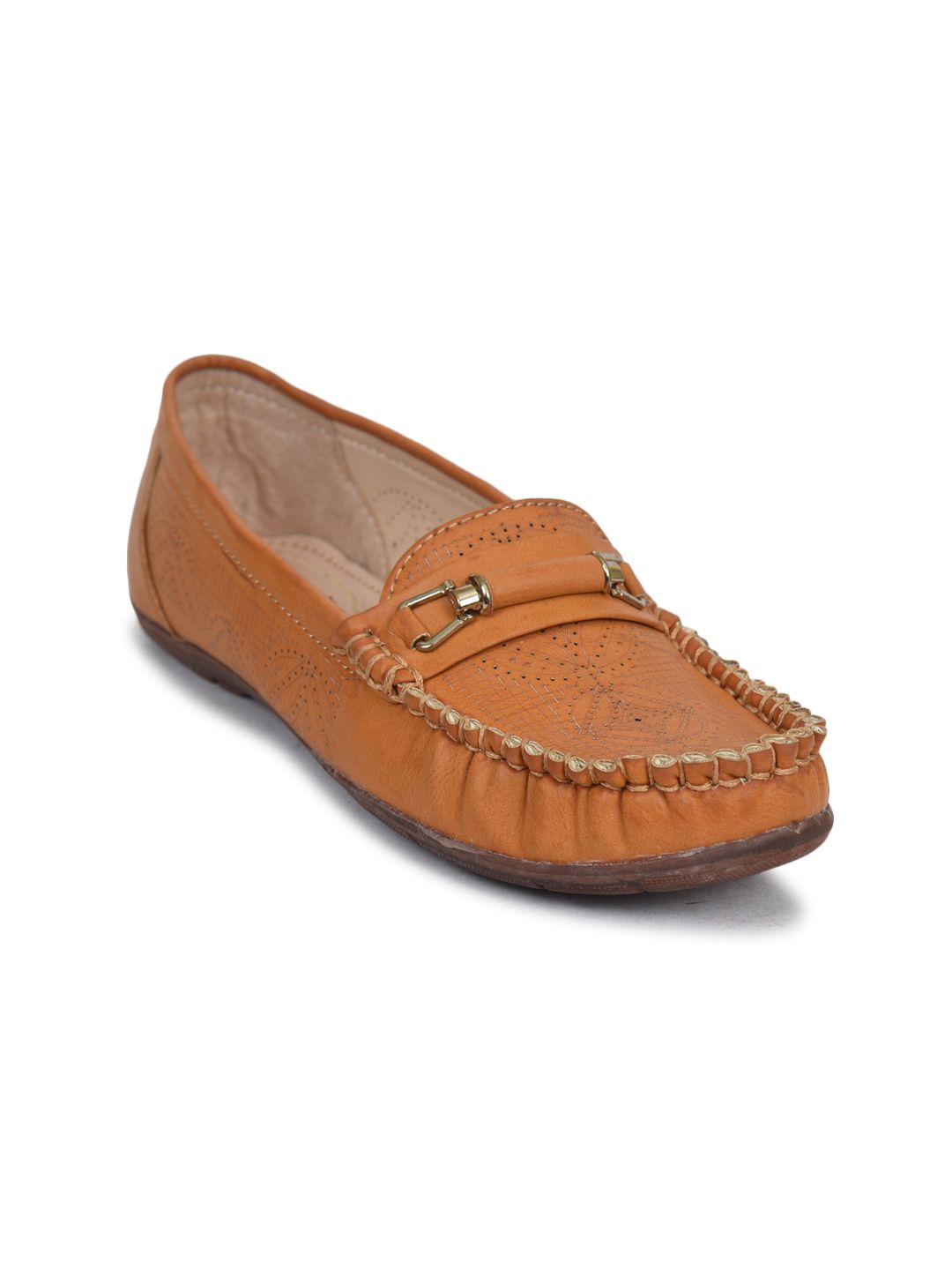 Ajanta Women Brown Textured Loafers Price in India