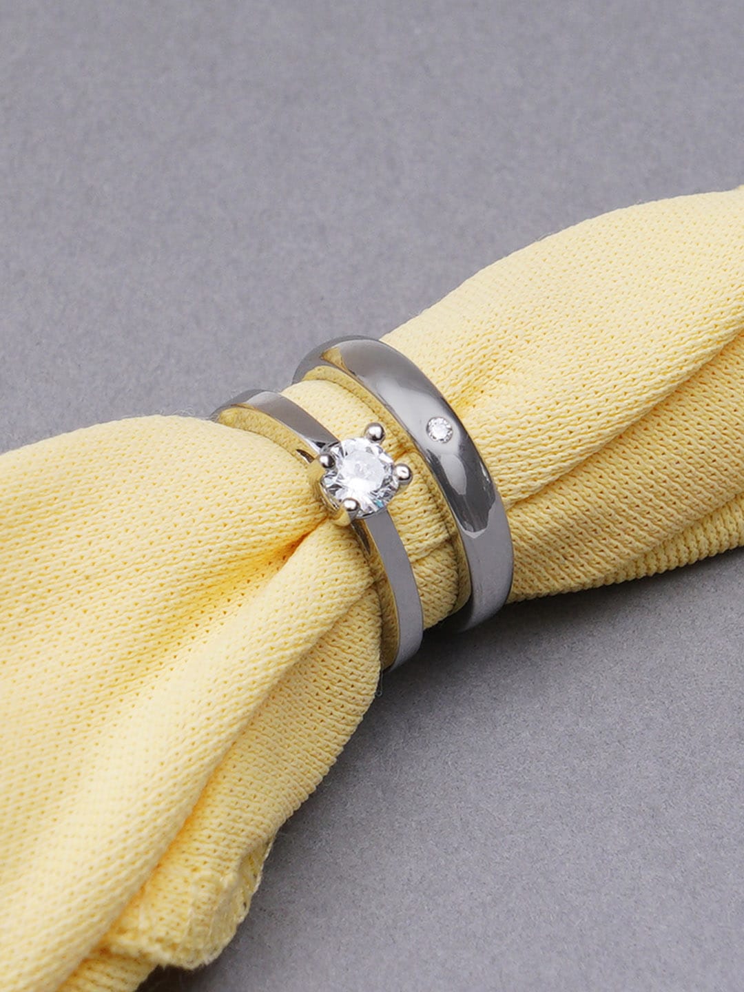 KARATCART Unisex Silver Elegant Couple Adjustable Ring Price in India