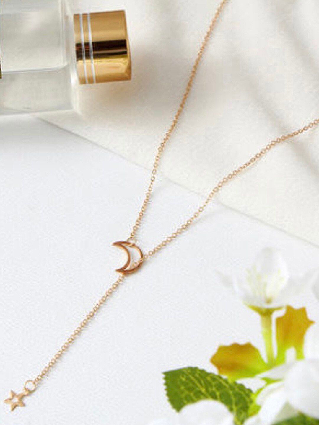 Vembley Gold-Plated Moon Dropping Star Pendant Necklace Price in India