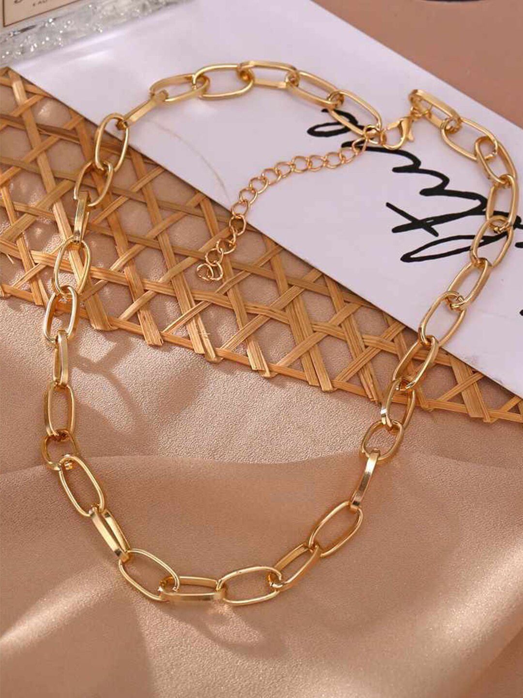 Vembley Gold-Plated Chain-Link Chunky Necklace Price in India