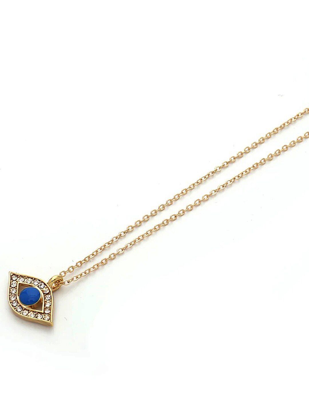 Vembley Gold-Plated Blue Evil Eye Pendant Necklace Price in India