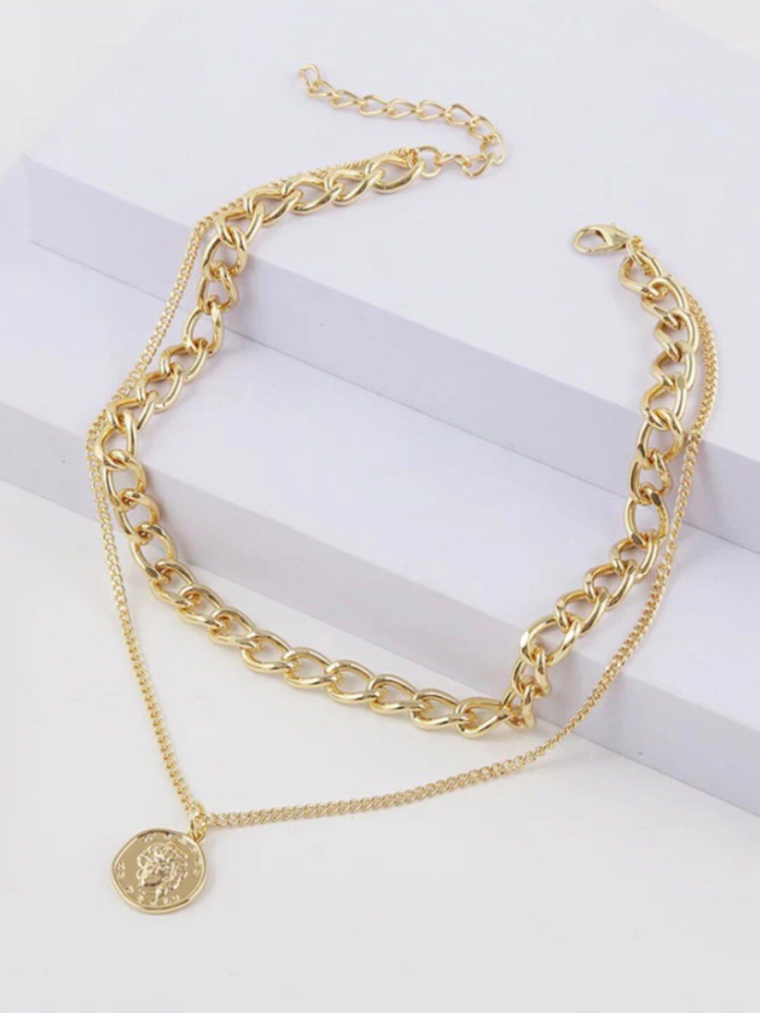 Vembley Gold-Plated Layered Vintage Coin Pendant Necklace Price in India