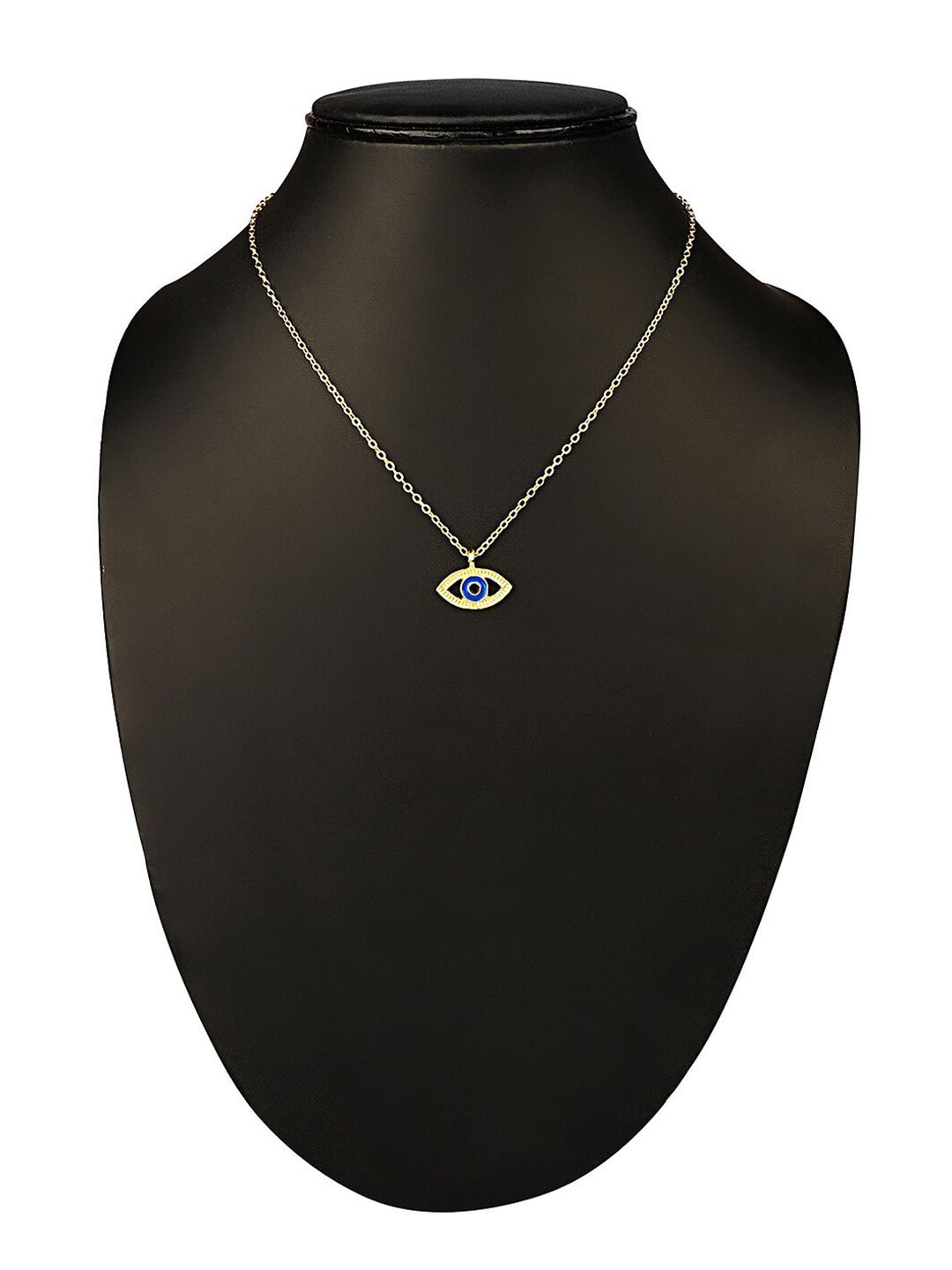 Vembley Gold-Plated & Blue Enamelled Evil Eye Pendant Necklace Price in India