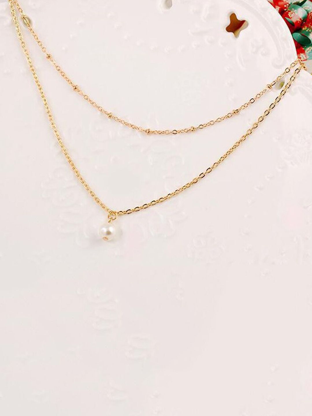 Vembley Gold-Plated & White Layered Necklace Price in India