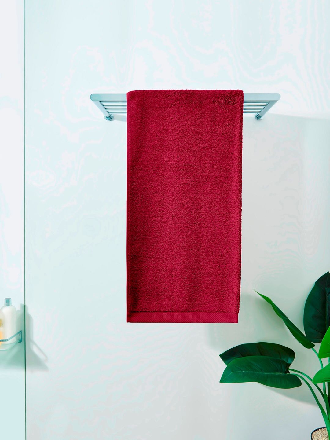 DDecor Maroon Solid 550 GSM Cotton Bath Towel Price in India