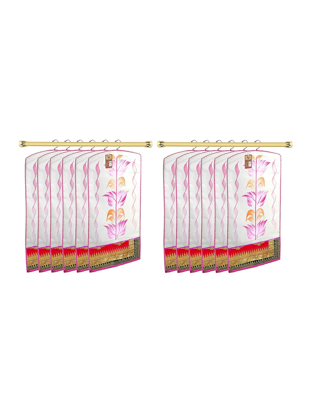atorakushon Set of 12 White & Pink Wardrobe Organisers Price in India