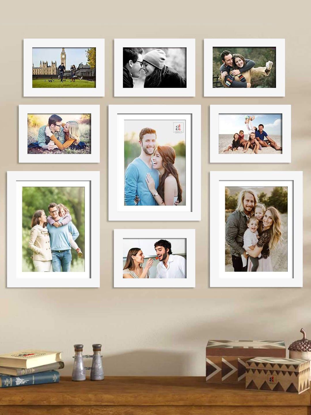 Art Street Set Of 9 White Solid Wall Photo Frames Price in India