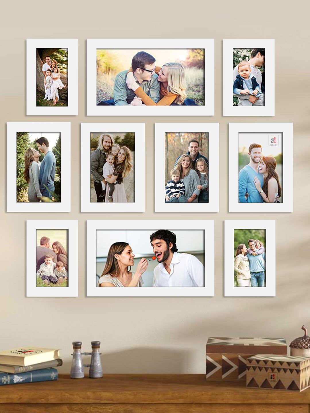 Art Street Set Of 10 White Solid Wall Photo Frames Price in India