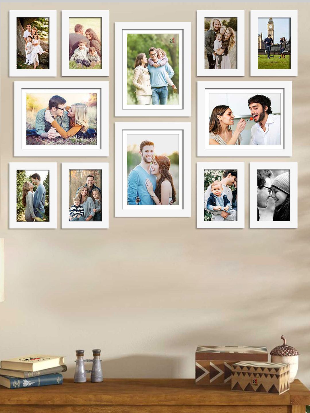 Art Street Set Of 12 White Solid Individual Wall Photo Frames Price in India