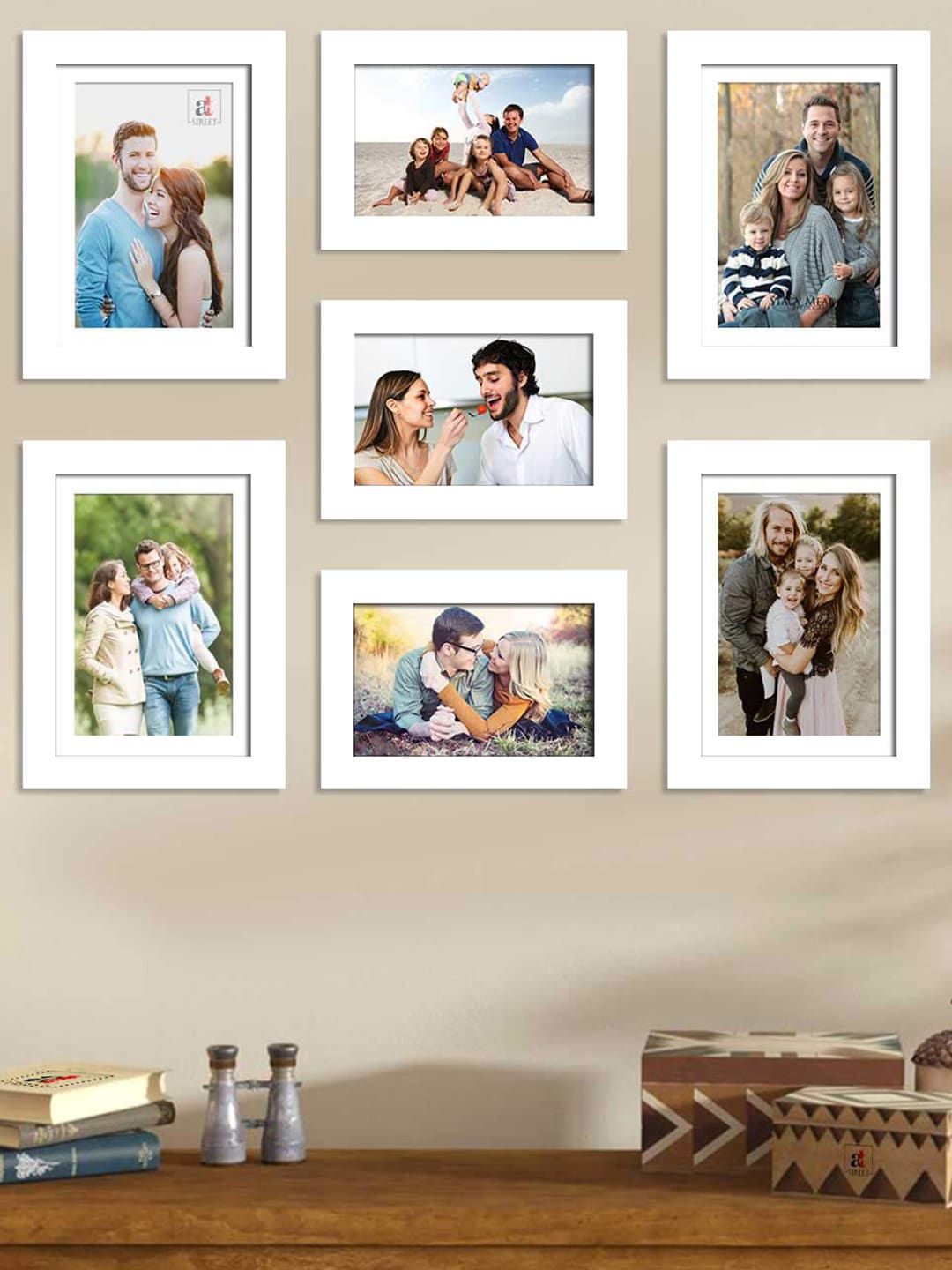 Art Street Set Of 7 White Solid Photo Frames Price in India