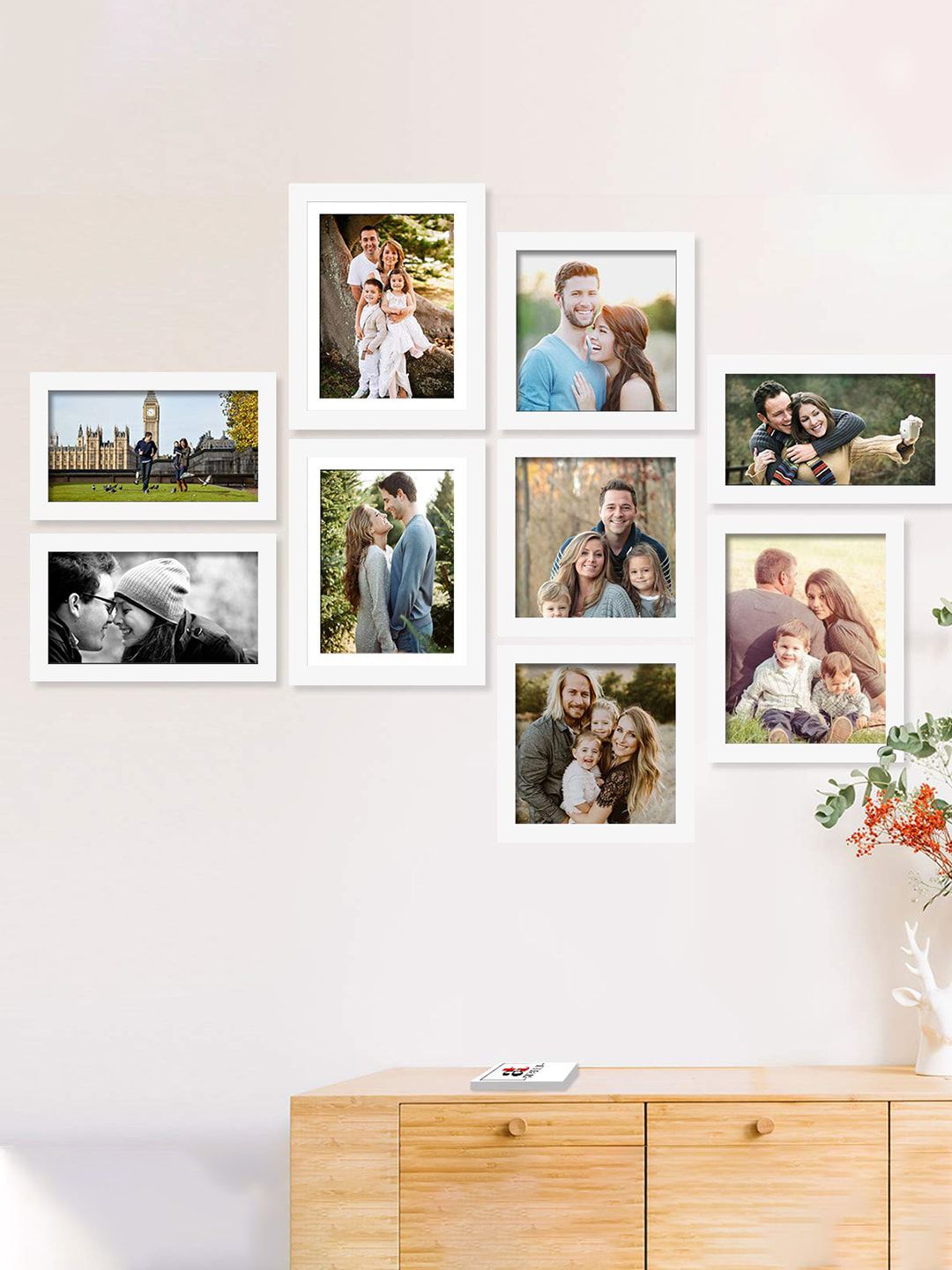 Art Street Set Of 9 White Solid Wall Photo Frames Price in India