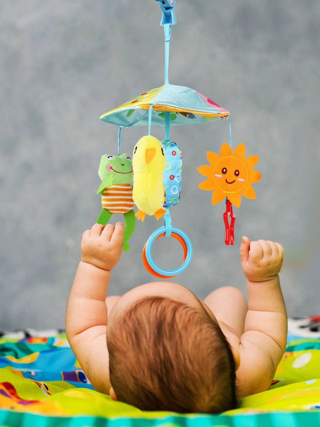 Baby Moo Infants Multicoloured Hanging Musical Cot Mobile Toys Soft Rattle