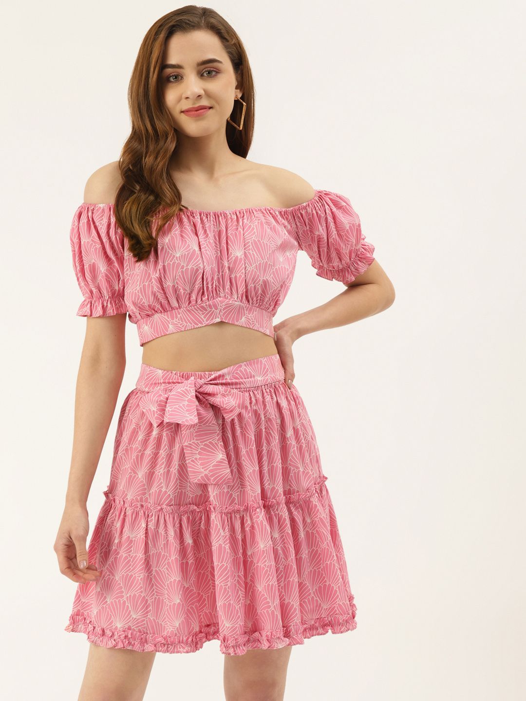 Khumaar Shuchi Bhutani-Shell Print Skirt Top Co Ord Set
