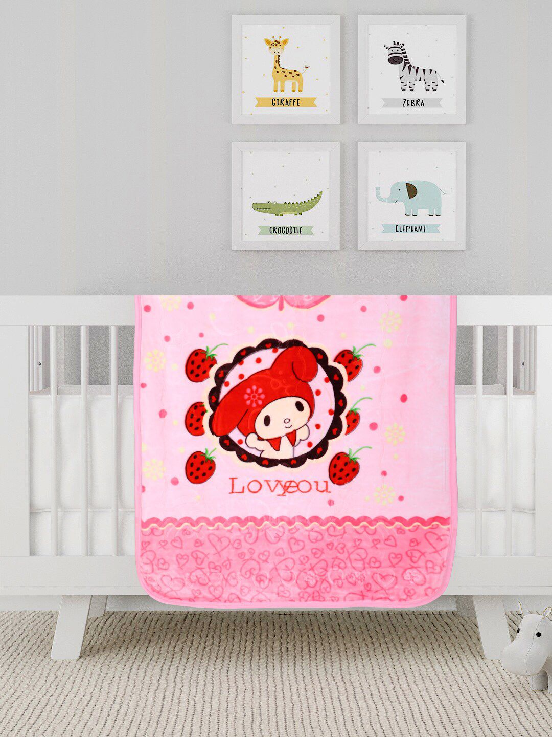 ROMEE Pink Cartoon Characters Mink Heavy Winter 300 GSM Single Bed Blanket Price in India