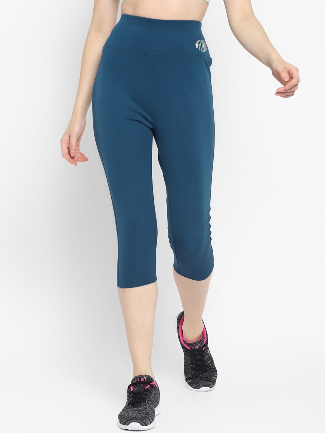 OFF LIMITS Women Blue Solid Three-Fourth Tights Price in India