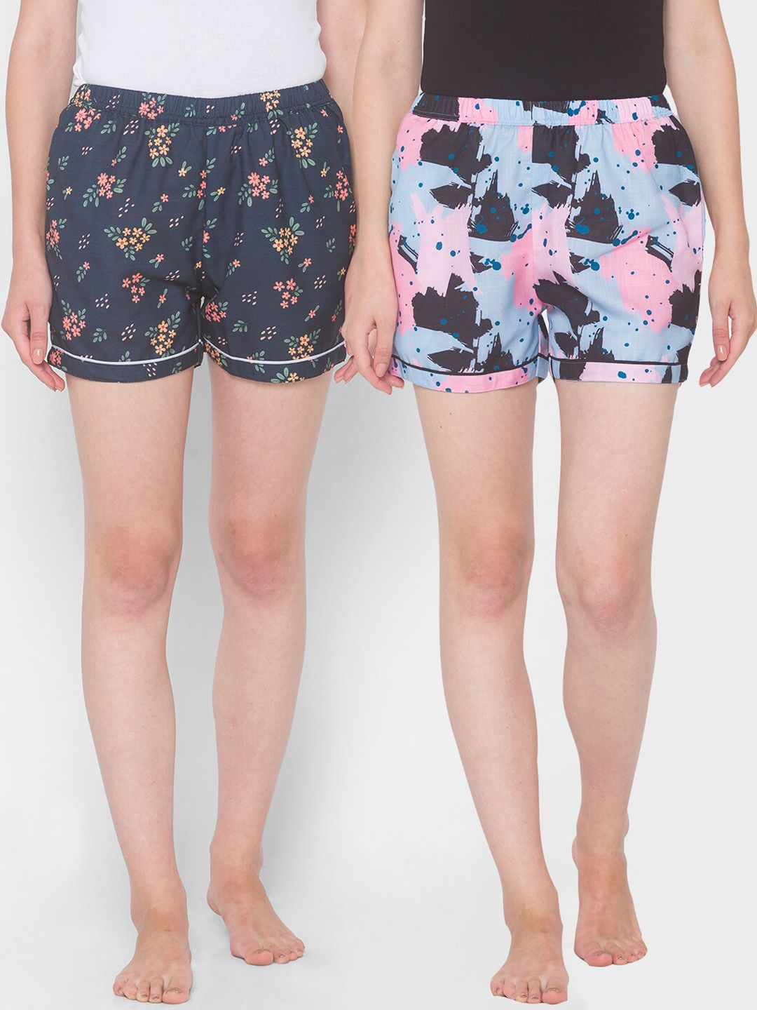 FashionRack Women Pack Of 2 Printed Lounge Shorts Price in India