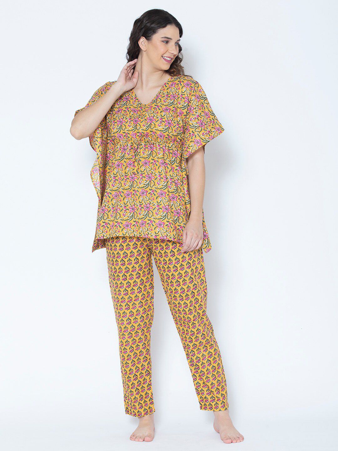 ETC Women Yellow Printed Night suit Price in India