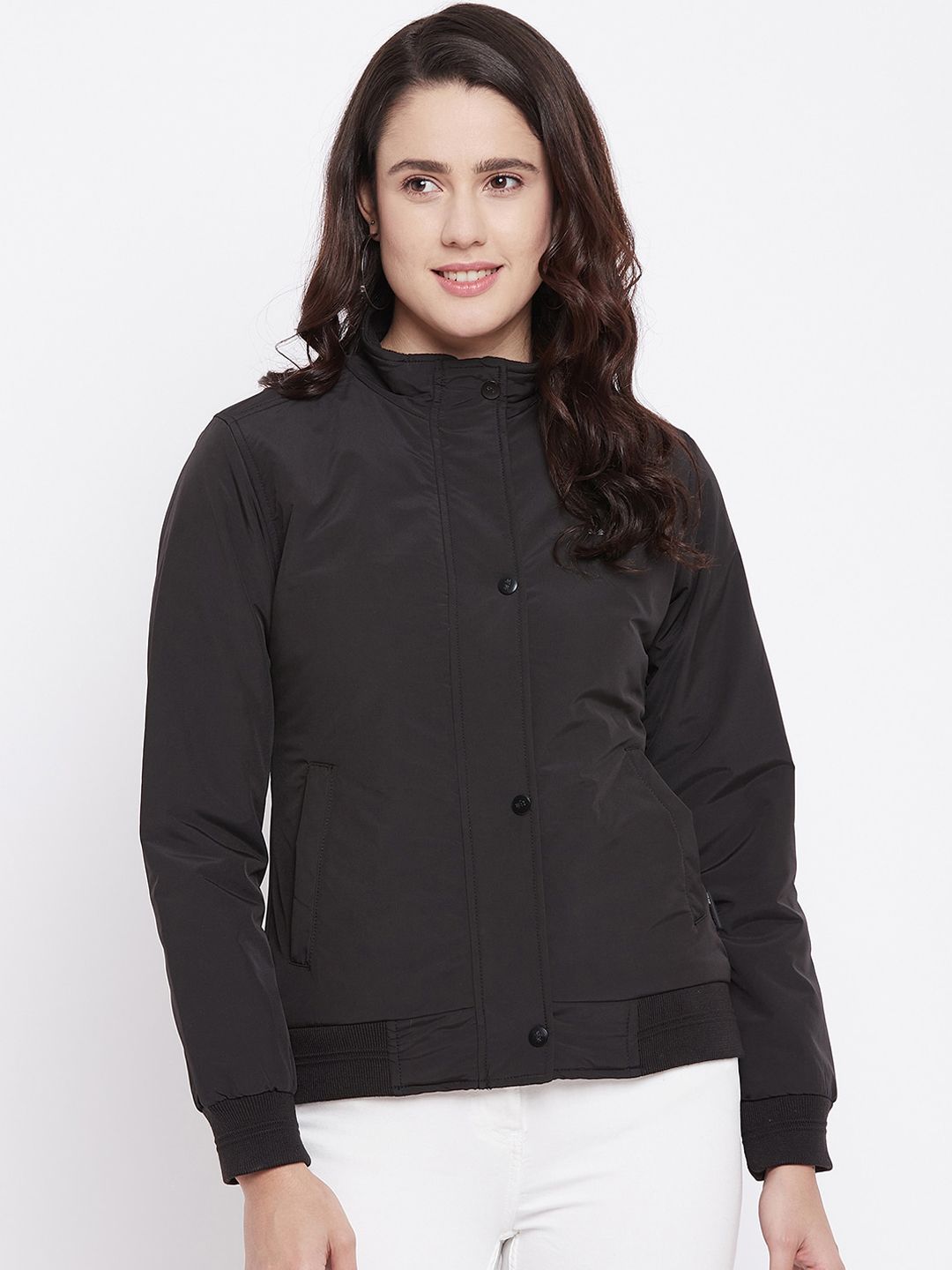 Okane Women Black Lightweight Padded Jacket Price in India