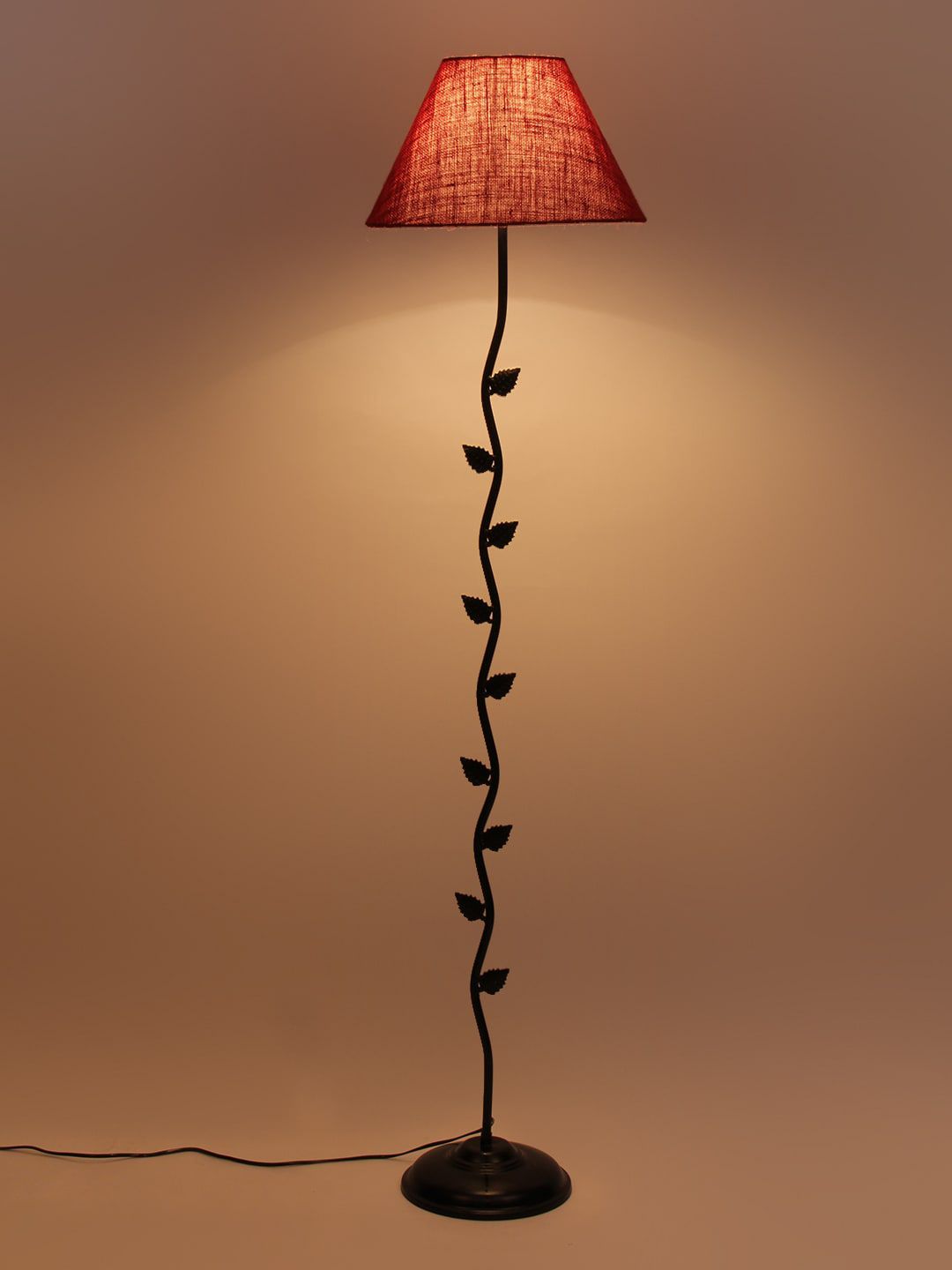 Devansh Maroon & Black Frustum Floor Lamp with Shade Price in India