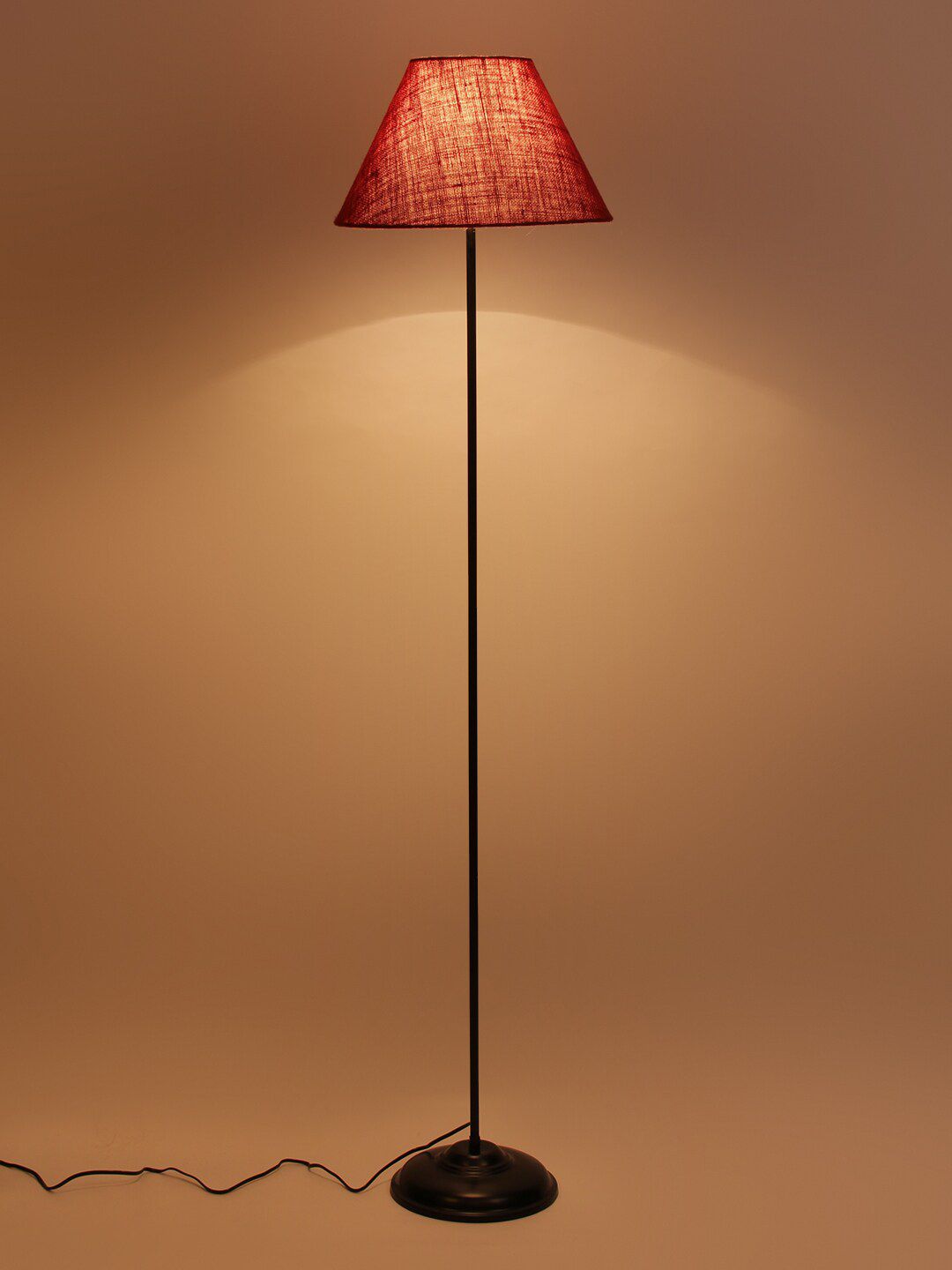 Devansh Maroon & Black Frustum Floor Lamp with Shade Price in India