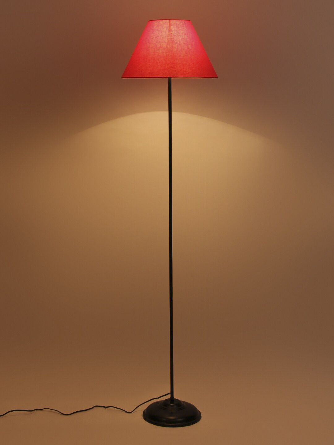 Devansh Conical Orange Cotton Shade Floor Lamp Price in India