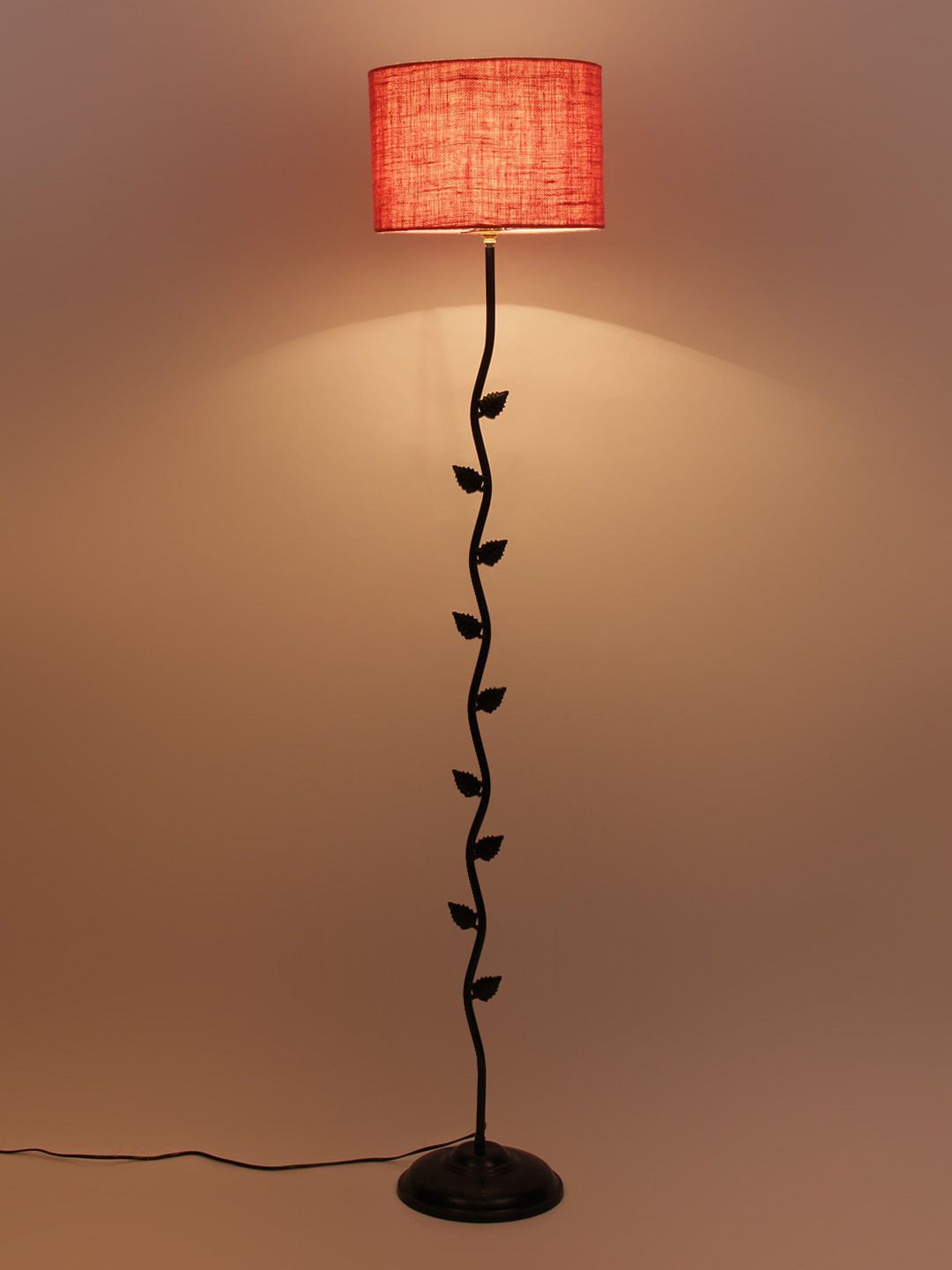 Devansh Pink Leaf Floor Lamp with Jute Shade Price in India