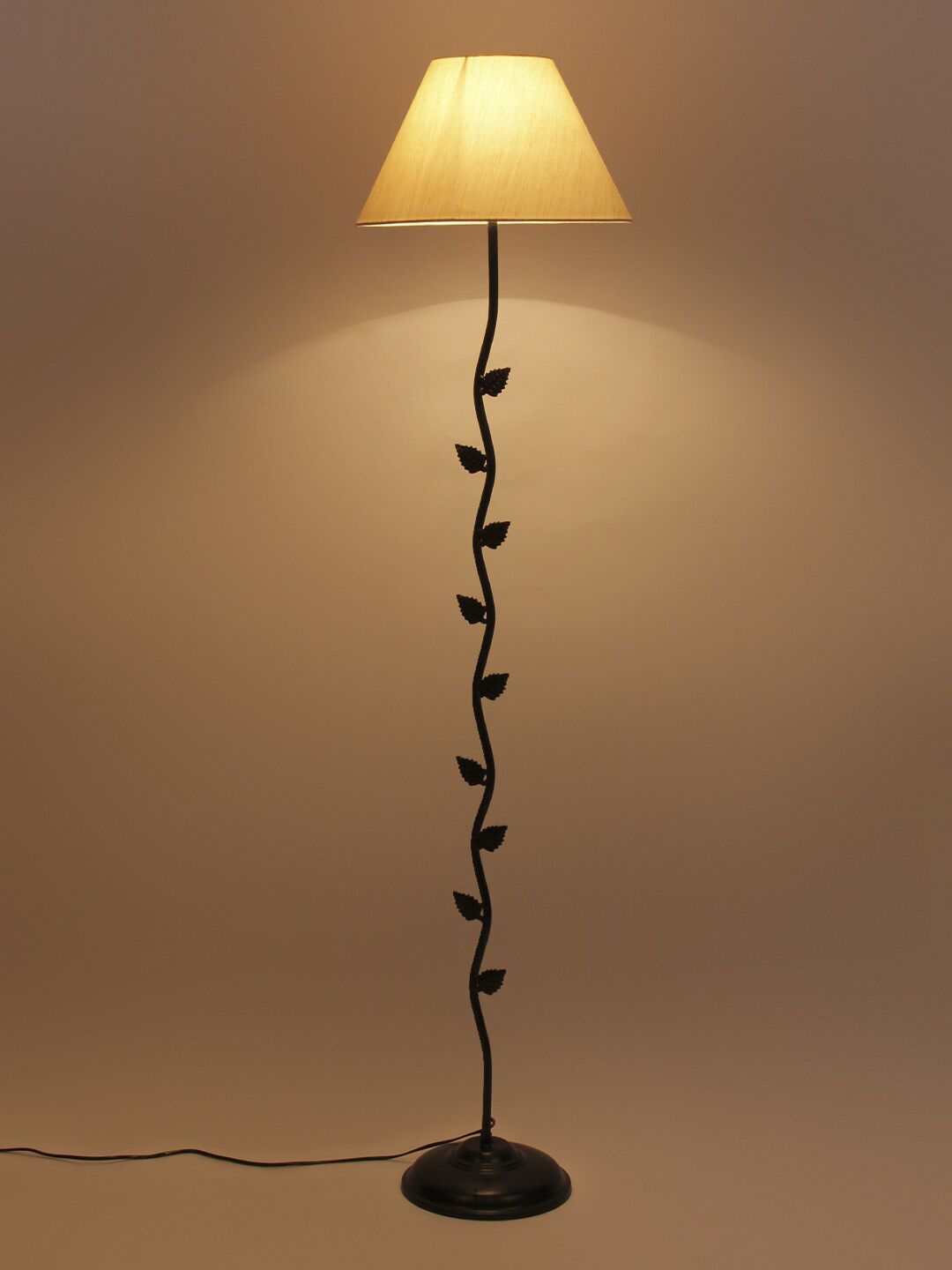 Devansh White & Black Solid Frustum Leaf Floor Lamp Price in India