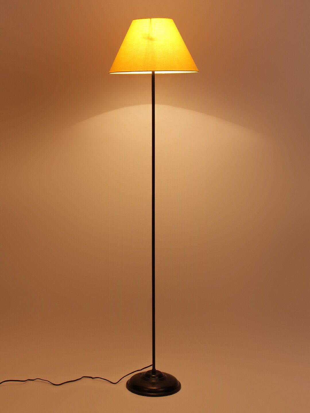 Devansh Yellow & Black Frustum Floor Lamp with Shade Price in India