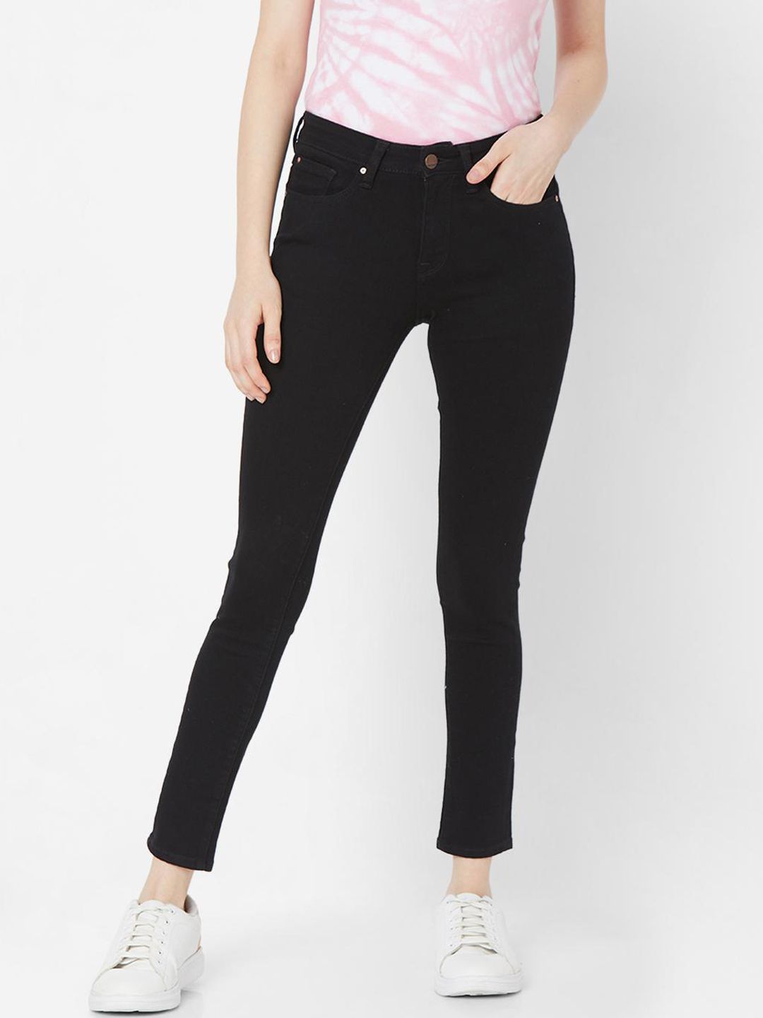 SPYKAR Women Black Skinny Fit Jeans Price in India