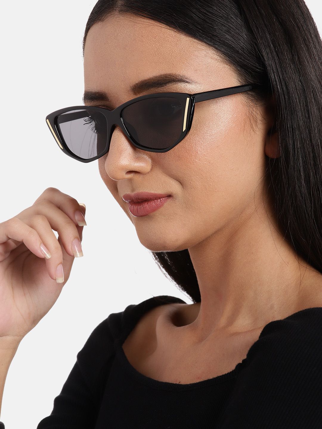 Voyage Women Black Lens & Black Cateye Sunglasses with UV Protected Lens Price in India