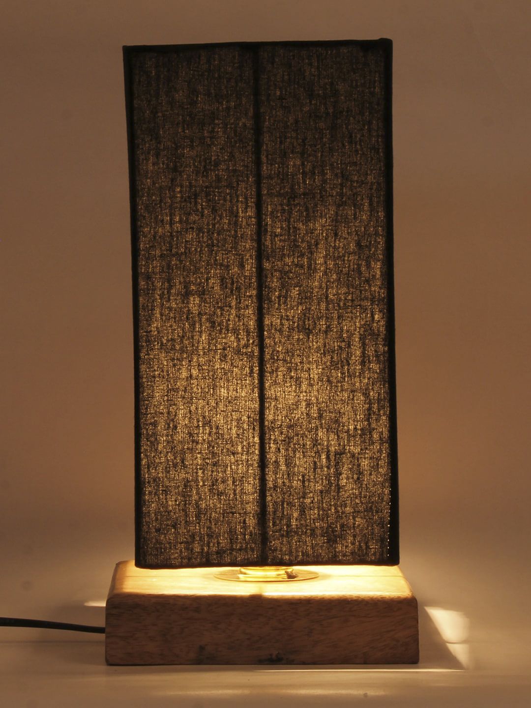 Devansh Black Square Solid Wooden Table Lamp Price in India