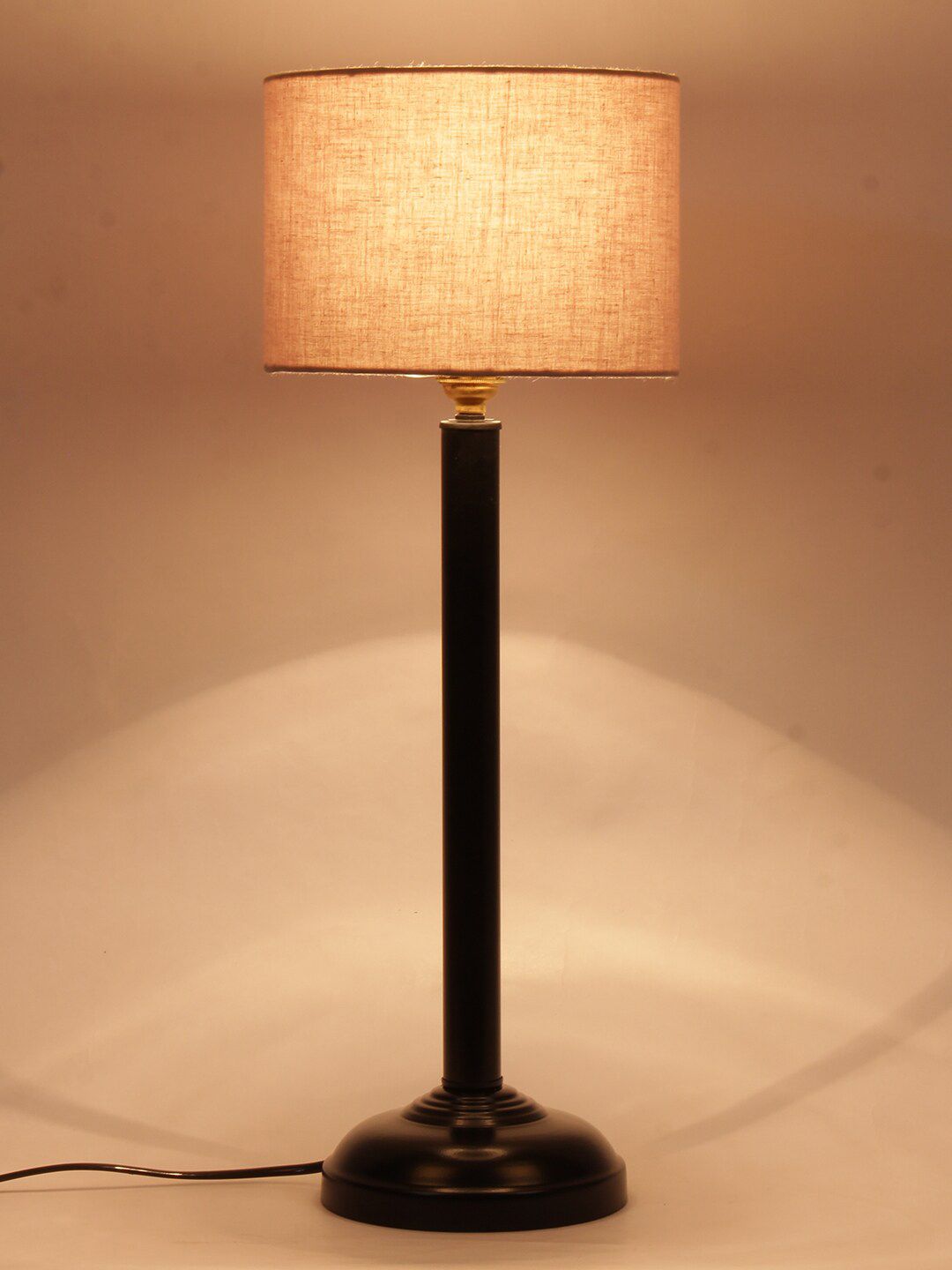 Devansh Black & Grey Solid Cotton Table Lamp Price in India