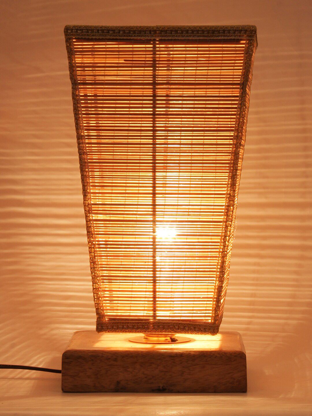Devansh Beige Textured Bamboo Table Lamp Price in India